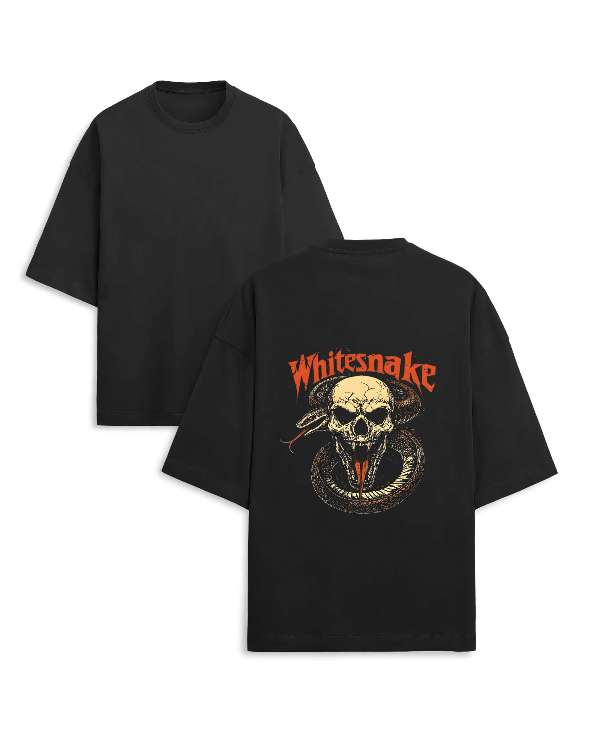 Whitesnake Serpent Skull Oversized Graphic Unisex Tee - Image 2