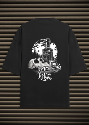 Jack Ozon Relax Whiskey Skull Oversized Unisex Graphic Tee