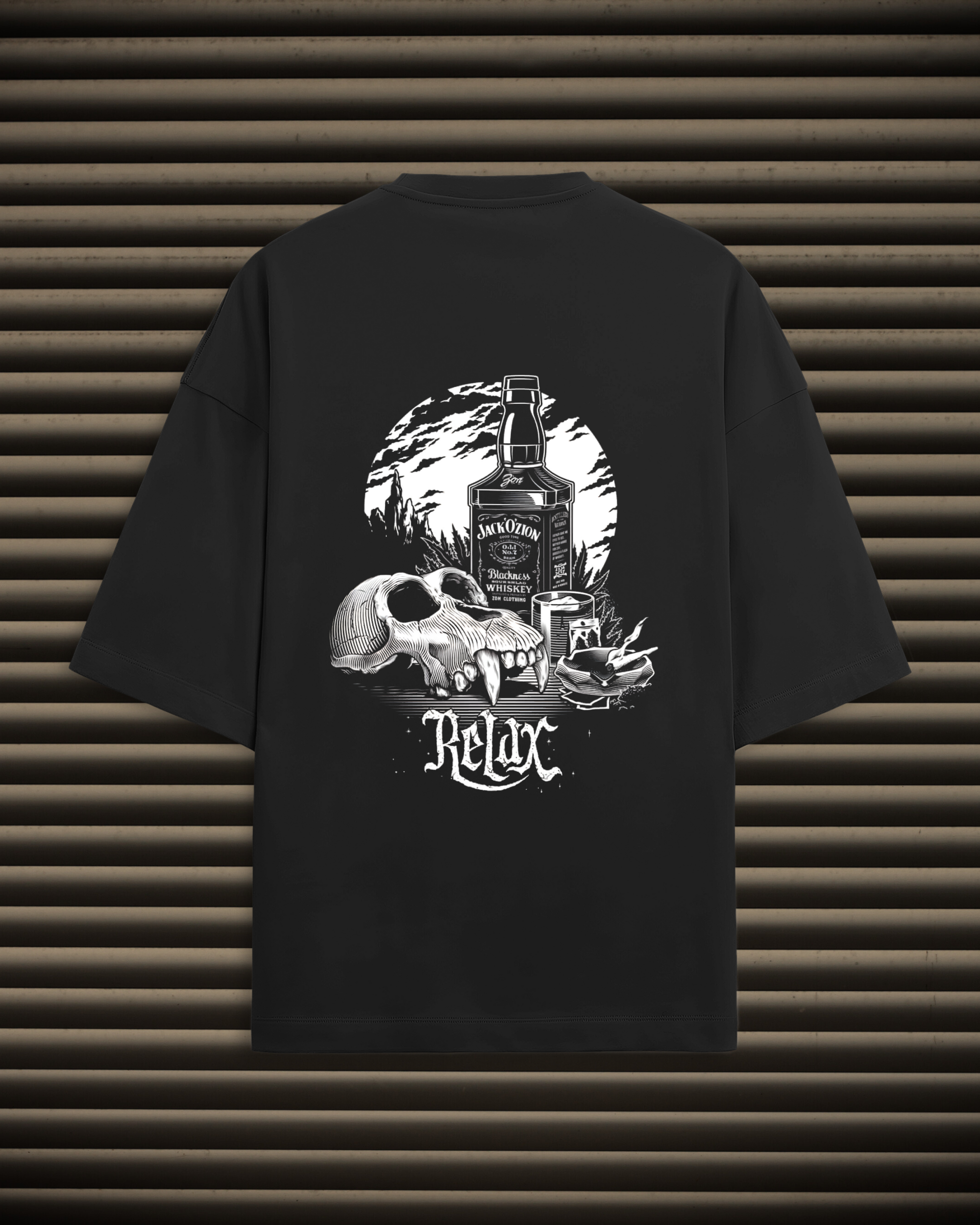 Jack Ozon Relax Whiskey Skull Oversized Unisex Graphic Tee