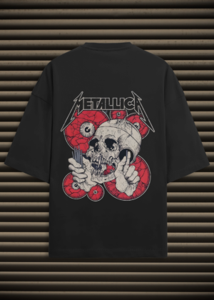 Metallica "Shortest Straw" Skull Oversized Unisex T-Shirt - Black Back Print